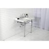 Kingston Brass 36 Carrara Marble Console Sink with Stainless Steel Legs, Marble WhitePolished Chrome LMS36MSQ1